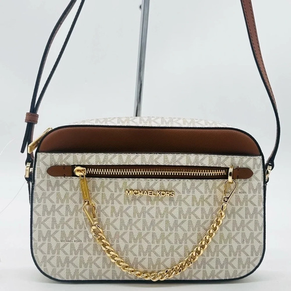 MICHAEL KORS LARGE EW ZIP CHAIN CROSSBODY BAG & JET SET TRAVEL MD ZA CARD CASE - Picture 2 of 11